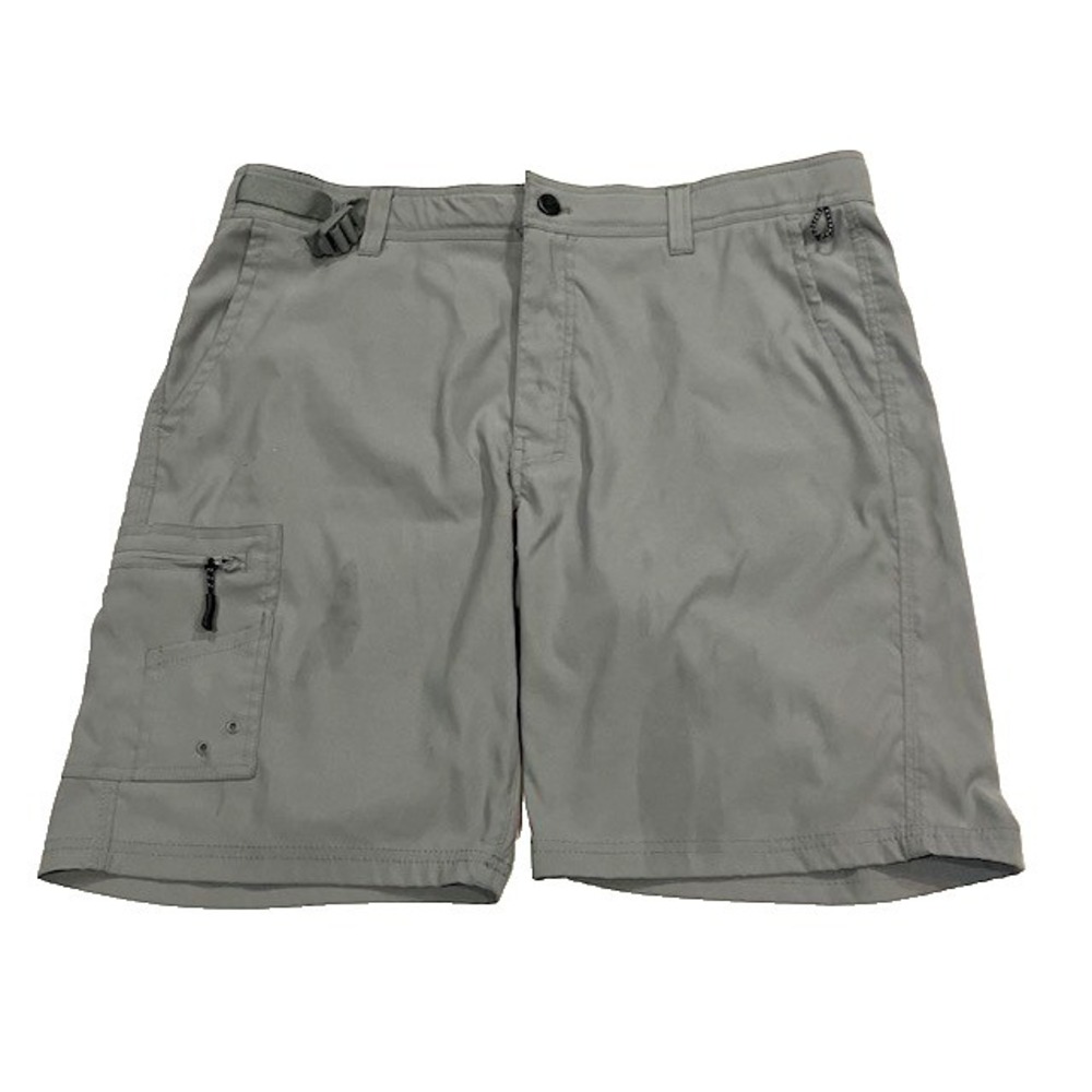 Realtree Fishing Men's Med Gray Solid Cargo Shorts Flat Front Cargo Pockets Zip